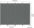 Morngardo Room Divider, Folding Privacy Screens, 4 Panel Room Partitions, 88" Foldable Wall Dividers, Portable Separating for Home Office Bedroom Dorm Decor (Grey)