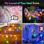 2 Pack 100LED Christmas Battery Operated Fairy Lights with Remote, 8 Modes String Lights with Timer, Dimmable, Memory Function, Waterproof Twinkle Lights for Outdoor Indoor Christmas Decor(Multicolor)