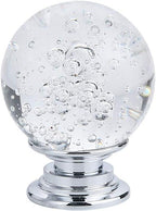 10 PCS Crystal Cabinet Knobs Round Glass Bubbles Knobs Smooth Drawer Pulls Handle for Home, Cabinet, Drawer and Dresser with 3 Different Size Screws, 30MM (Transparent)