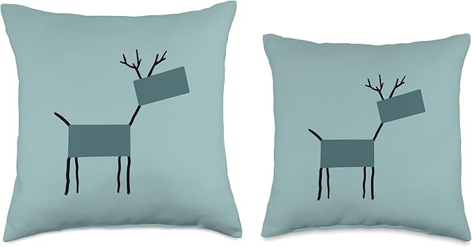 Cute Scandinavian Animals Designs Chic Deer Moose Scandinavian Elk Minimalism Reindeer Throw Pillow, 18x18, Multicolor