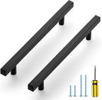 Ravinte Black Cabinet Handles 10 Pack 6-3/10 inch Matte Black Square Cabinet Pulls Kitchen Hardware 8-4/5 inch Overall Length Kitchen Drawer Pulls