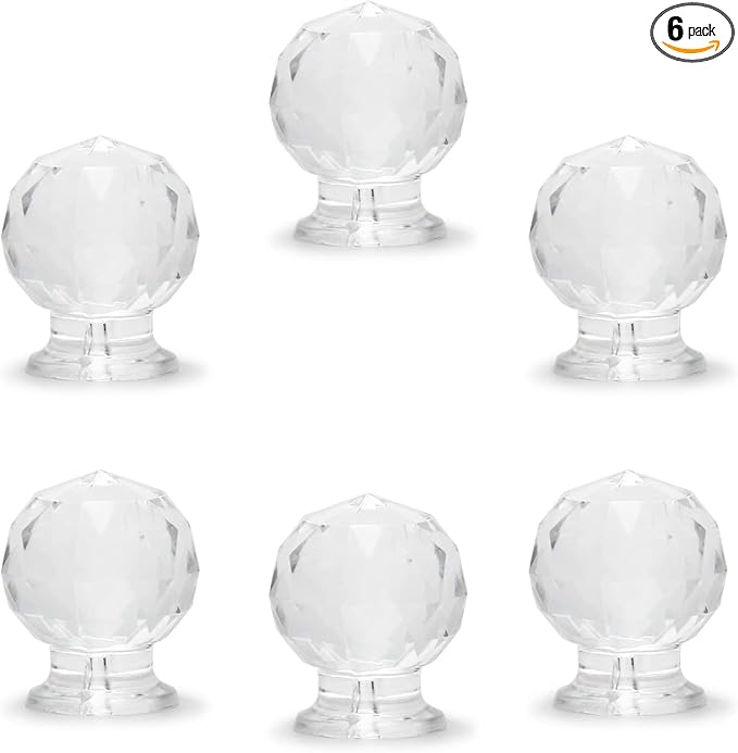 MroMax 6Pcs Tiny Pull Handle Round Acrylic Pull Knob Small Size Transparent 2.1x1.7x1.4cm(LxWxH) Need Glue to use