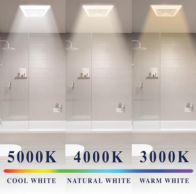 BV LED Bathroom Exhaust Fan With Light 110CFM - 1.2 Sones, Ultra Quiet, 800lm | Bathroom Vent Fan 3000K/4000K/5000K, Covers up to 110 sq. ft. | 4 Inch Duct Collar, Easy Install & Replace