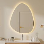 QDSSDECO Irregular LED Bathroom Mirror with Lights,Asymmetrical Led Bathroom Vanity Mirror for Wall with Front and Backlit, Anti Fog, 3 Colors and Dimmable Light, 22" x 28"