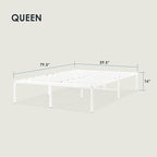 Best Price Mattress 16 Inch Metal Platform Bed Frame, Heavy Duty Steel Slats, White, Queen