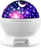 Star Projector Night Lights for Kids, Fun Gifts for 1-4-6-14 Year Old Girl and Boy, Projection Lamp for Kids Bedroom Ceiling, Stars and Moon for Child Asleep Peacefully (White)