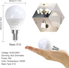 GOSCHE 12 Pack Bright Ceiling Fan Light Bulbs, 60 Watt Equivalent, 5000K, E12 Led Bulb, A15 Shape Candelabra Base Chandelier Light Bulb, 120V Small Bulb, Non-Dimmable, Daylight, 12 Pack