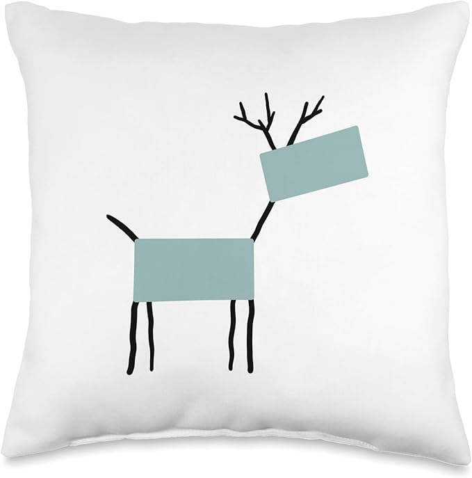Cute Scandinavian Animals Designs Chic Deer Moose Scandinavian Elk Minimalism Reindeer Throw Pillow, 16x16, Multicolor