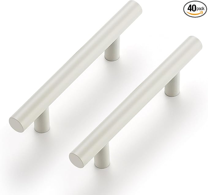 Ravinte 40 Pack | 5 Inch Cabinet Pulls White Stainless Steel Kitchen Drawer Pulls Cabinet Handles 5 InchLength, 3 Inch Hole Center