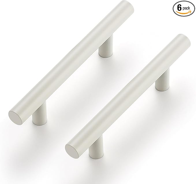 Ravinte 6 Pack | 5 Inch Cabinet Pulls White Stainless Steel Kitchen Drawer Pulls Cabinet Handles 5 InchLength, 3 Inch Hole Center