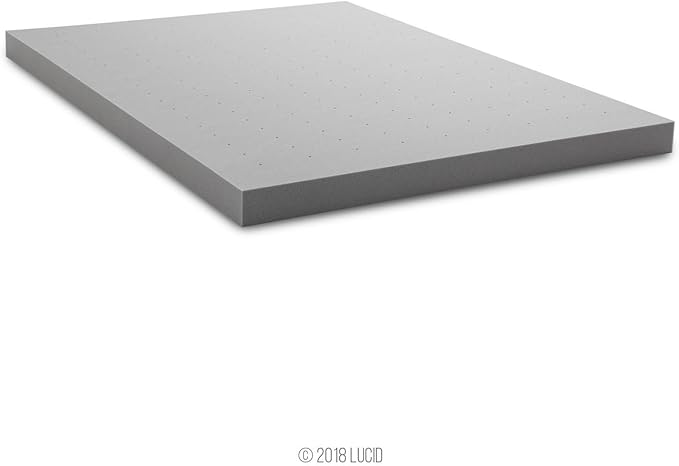 LUCID 4 Inch Bamboo Infused Memory Foam Mattress Topper - Queen Size – Cooling Ventilation – Pressure Relieving Bed Topper - Mattress Pad – CertiPur Certified