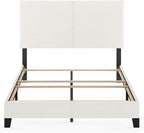 FURINNO Pessac PU Leather Upholstered Platform, Full, White