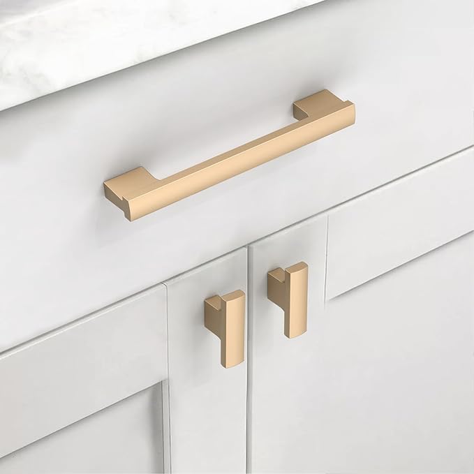 Asidrama 10 Pack 5 Inch(128mm) Champagne Gold Cabinet pulls Kitchen Cabinet Handles, Cabinet Pulls Kitchen Cabinet Hardware for Cupboard Drawer Pulls