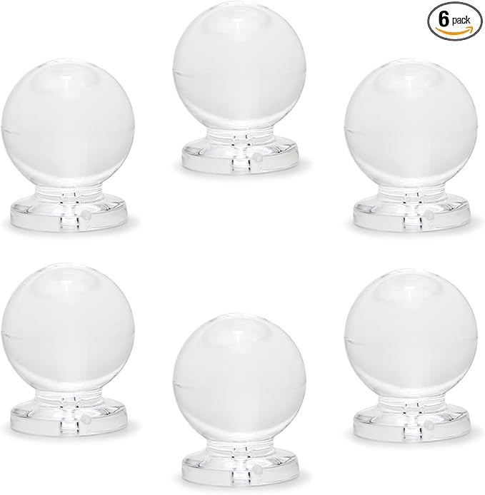 MroMax 6pcs Tiny Pull Handle Round Acrylic Mini Knob 16mm Diameter Clear Shiny Knob Cute Decoration for Jewelry Box, Gift Case and Makeup Box
