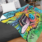 Dawhud Direct Dean Russo - Colorful German Shepherd Fleece Blanket, Queen Size -Super Soft Plush Blanket for Adults and Kids, Machine Washable - Ideal for Dog Lovers and as a Gift - 75 x 90 in