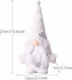 2 PC Christmas Gnomes Decoration Velvet Gnomes Swedish Tomte Handmade Scandinavian Figurine Nordic Plush Fall Winter Farmhouse Ornaments Home Decor Gift, White Silver Sequins, 10.6 Inch