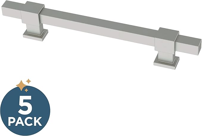 Franklin Brass Adjusta-Pull (5-Pack) Adjustable Drawer Pulls | Fits 1-3/8 to 6-5/16 Inch Hole Centers | Satin Nickel Cabinet Handles| Square Bar P44368-SNM-B