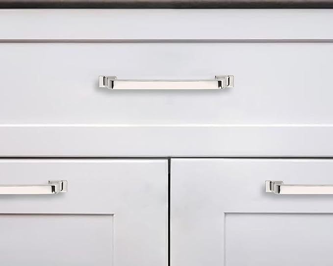 KHTUMEWARE 6 Pack 10 Inch Cabinet Handles - Polished Nickel Kitchen Pulls and Drawer Handles