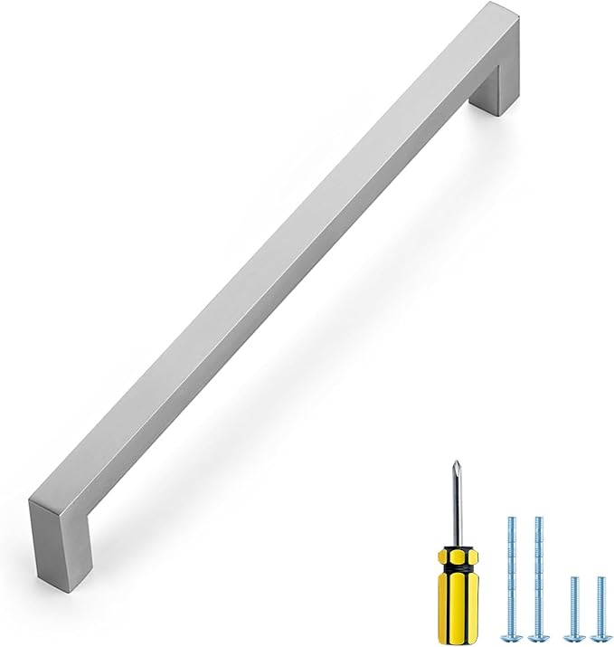 Ravinte 1 Pack Brushed Nickel Kitchen Cabinet Handles 8-4/5 Inch Cabinet Pulls Square Kitchen Hardware for Cabinet Drawer Pulls Drawer Handles Come with Screwdriver