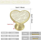 6 Pcs Brass Knobs Drawer Pulls Handles Heart-Shaped Gold Cabinet knobs, Suitable for Bathroom Drawer Kitchen Door Pulls Handles Heart-Shaped Handles (White)