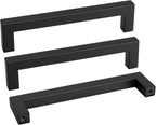 goldenwarm 50 Pack 6-1/4 Inch Black Cabinet Handles Matte Black Drawer Pulls Stainless Steel Cabinets Hardware Square Bar Modern for Kitchen Bathroom Cupboard