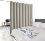 NICETOWN Noise Reducing Room Dividers Curtains Screens Partition Panels, Wide Width Grommet Top Divider for Living, Bedroom, Baby Room (One Pack, 7ft Tall x 15ft Wide, Natural)