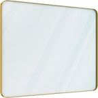 VocalStar Gold Bathroom Mirror for Wall, 40 x 30 Inch Metal Framed Rounded Rectangle Vanity Mirror Modern Farmhouse, 1/4-inch Shatterproof Glass | Ultra-Flush Hanging