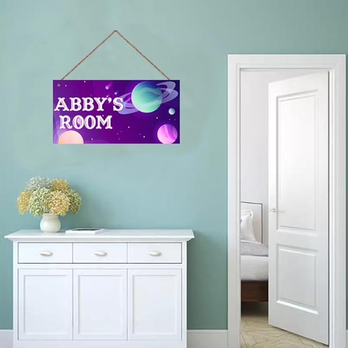 Personalized Signs Stars Sign Wall Art Decoration Exquisite Decorative Signs Custom Name for Kids Room Door Wall Decor Outer Space Themed Nursery Decor For Boys Room