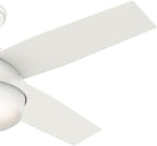 Hunter 44 inch Indoor Ceiling Fan with LED Light and Remote Control - White Modern Ceiling Fan, Standard Mount, 4 Blades, For Bedroom, Living Room, or Kitchen - Dempsey 59246, Fresh White