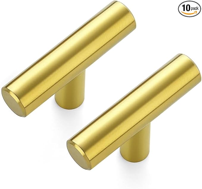 JOY DECOR 10 Pack Cabinet Knobs, Gold Cabinet Handles, 2in Kitchen Cabient Knobs, Single Hole Drawer Knobs for Dresser Drawers