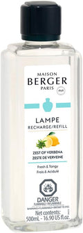 MAISON BERGER - Zest of Verbena - Lampe Berger Fragrance Refill Oil for Home Diffusers - Luxury Air Freshener with Lime, Lavandin & Mint Notes - 16.9 Fl Oz (500ml)