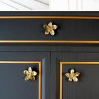 Petal Knobs Brushed Gold Cabinet Knob, Dresser Drawers Cute Handle Hardware Door Pulls, 4 Pack Flower Knobs – for Furniture, Vanity