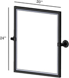 Black Metal Framed Pivot Rectangle Bathroom Mirror Tilting Beveled Vanity Mirrors for Wall, Overall 23.9 x 24 inches (Mirrror 20 x 24 inches)