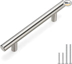 Homdiy Brushed Nickel Drawer Pulls - HD201SN Cabinet Hardware Stainless Steel Kitchen Cupboard Handles, 100 Pack 3-1/2in Hole Centers for Dresser Drawers