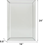 Pregaspor Mirror on Mirror Wall Mirror for Bathroom, 16" x 24" Rectangular Frameless Bathroom Vanity Mirrors for Wall, Polished Beveled Edge Mirrors for Washroom