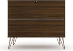 Manhattan Comfort Rockefeller 3 Drawer Dresser for Bedroom Storage, Nursery, Closet, Living Room, Entryway, TV Stand for Screens up to 32 Inches, Anti-Tip Kit Included, Set of 1, Brown