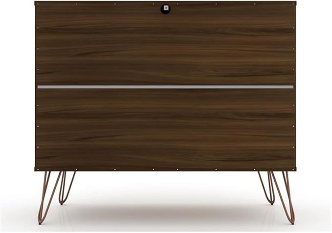 Manhattan Comfort Rockefeller 3 Drawer Dresser for Bedroom Storage, Nursery, Closet, Living Room, Entryway, TV Stand for Screens up to 32 Inches, Anti-Tip Kit Included, Set of 1, Brown