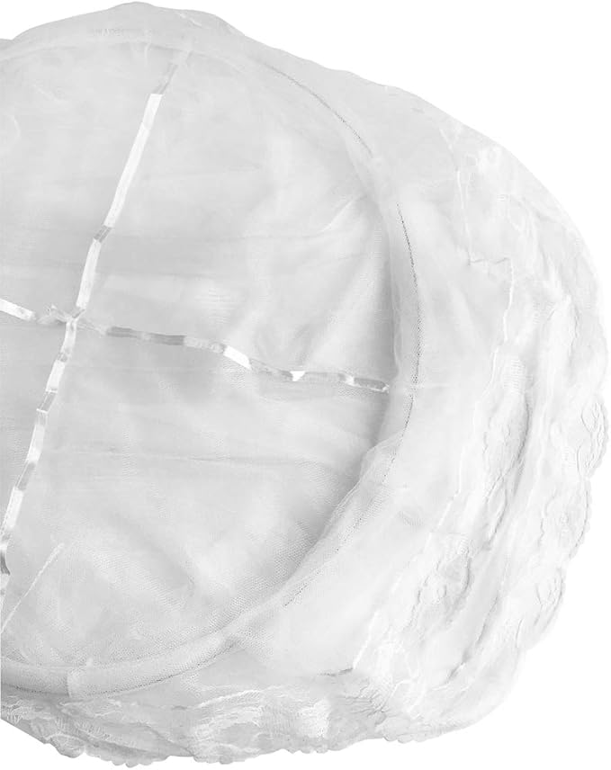BCBYou Princess Bed Canopy Netting Mosquito Net Round Lace Dome for Twin Full and Queen Size Beds Crib with Jumbo Swag Hook (White)