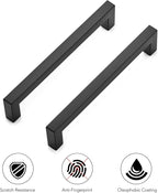 Ravinte 5 Pack 6-1/4 Inch Square Cabinet Handles - Matte Black Stainless Steel Drawer Pulls - Kitchen Hardware