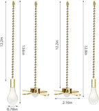 Ceiling Fan Pull Chain, 13.6 Inches Fan Pulls Set with Connector, 2 PCS Beaded Ball Fan Pull Chain- Brass