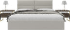 Vänt Upholstered Wall Panels - King/Cal King Size Wall Mounted Headboards – Zigrino Leather Oyster – Panel Size 39” Wide x 11.5” High - Pack of 4 Panels