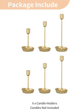 NUPTIO Taper Candle Holders for Wedding: 6 PCS Gold Matte Candles Stick Holder for Table Centerpiece - Bulk Candlestick Holders for Birthday Christmas Party Decor