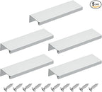 uxcell Cabinet Finger Edge Pull, 5pcs 120mm / 4.72" Aluminum Alloy Back Mount Hidden Cabinet Pulls Concealed Handle for Home Kitchen Drawer Cabinet, Silver
