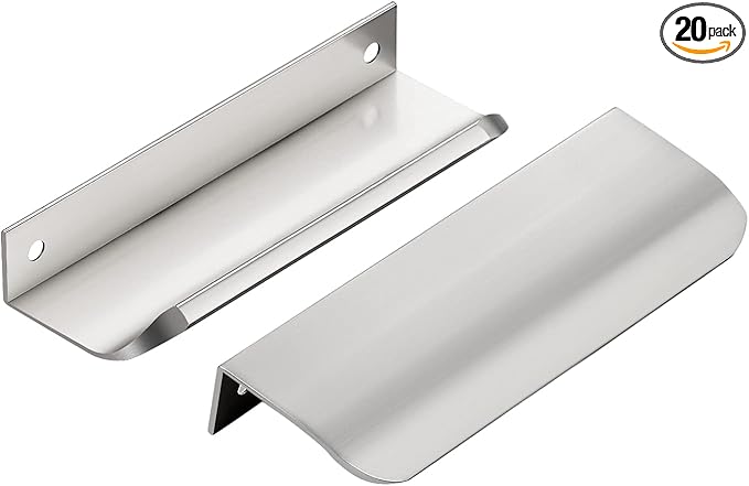 Ravinte Hardware 20 Pack Silver Cabinet Handles, 4.75 Inch (120mm) Finger Edge Pulls, 3.75 Inch Hole Center, Finger Pulls for Cabinets