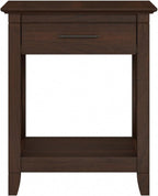 Bush Furniture Key West Small End Table with Storage | Modern Farmhouse Accent Shelf for Living Room in Bing Cherry