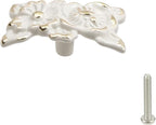 2Pcs Euro Rose Decorative Cabinet Knobs Handles Pulls Ivory Drawer Knobs Handles Pulls Vintage Kitchen Flower Drawer Dresser Vanity Nightstand Cupboard Wardrobe Pull Single Hole Knobs
