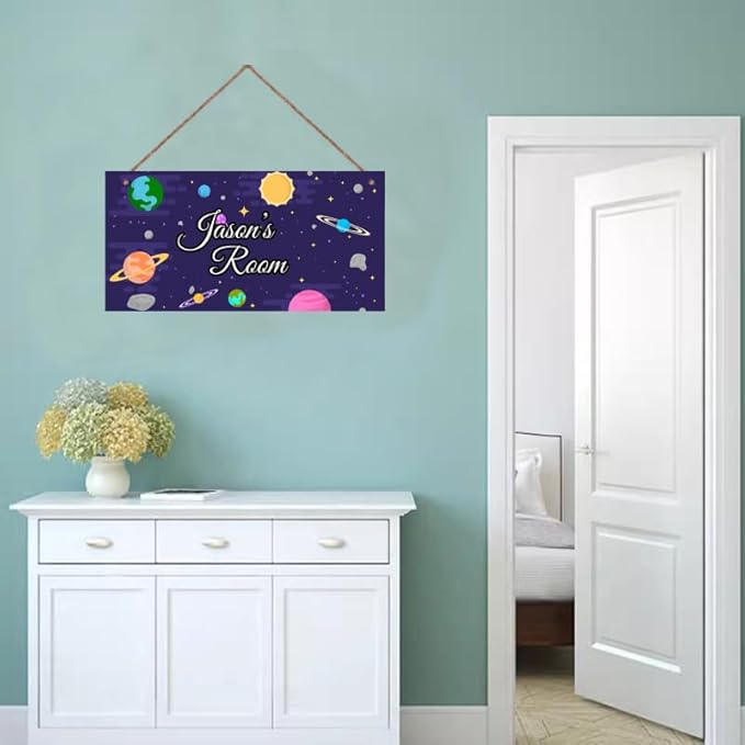 Personalized Sign Solar System Sign Sun Planet Wall Art Decoration Exquisite Decorative Signs Custom Name for Kids Room Wall Art Decor Outer Space Themed Nursery Decor For Boys Bedroom