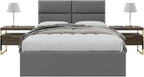 VANT Upholstered Headboards - Accent Wall Panels - Packs of 4 - Vintage Leather Gray Pewter - 30" Wide x 11.5" Height - Easy to Install - Queen - Full Size Headboard