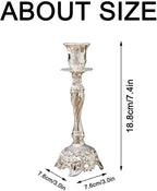 Sziqiqi Silver Plated Candlestick Holders Set of 2 Taper Candle Holders Deluxe Ornate Candle Holders for Shabbat Taper Candles, Candle Centerpiece, Wedding Candles, Christmas Candle, 7.4inch