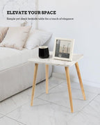 FORAOFUR Small End Table, Side Table Accent Table Living Room Bedroom Balcony Office, Modern Bedside Table Home Decor, Small Table for Small Spaces, Small Coffee Table, Easy Assembly, Marble White